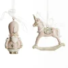 Adorable Pink Rocking Horse and Nutcracker Christmas Decoration - Set of 2 Cheap