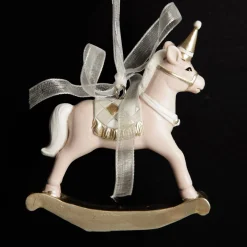 Adorable Pink Rocking Horse and Nutcracker Christmas Decoration - Set of 2 Cheap