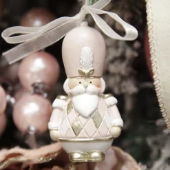 Adorable Pink Rocking Horse and Nutcracker Christmas Decoration - Set of 2 Cheap