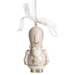 Adorable Pink Rocking Horse and Nutcracker Christmas Decoration - Set of 2 Cheap