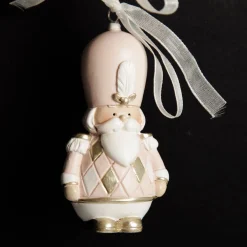 Adorable Pink Rocking Horse and Nutcracker Christmas Decoration - Set of 2 Cheap