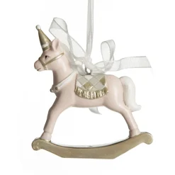Adorable Pink Rocking Horse and Nutcracker Christmas Decoration - Set of 2 Cheap