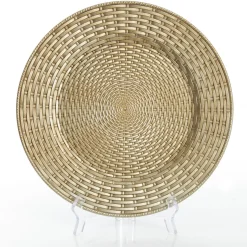 Antique Champagne Wicker Pattern Christmas Charger Plate Flash Sale