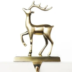 Antique Gold 3D Reindeer Christmas Stocking Hanger Cheap