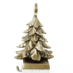 Antique Gold 3D Tree Christmas Stocking Hanger Cheap