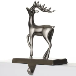 Antique Silver 3D Reindeer Christmas Stocking Hanger Outlet