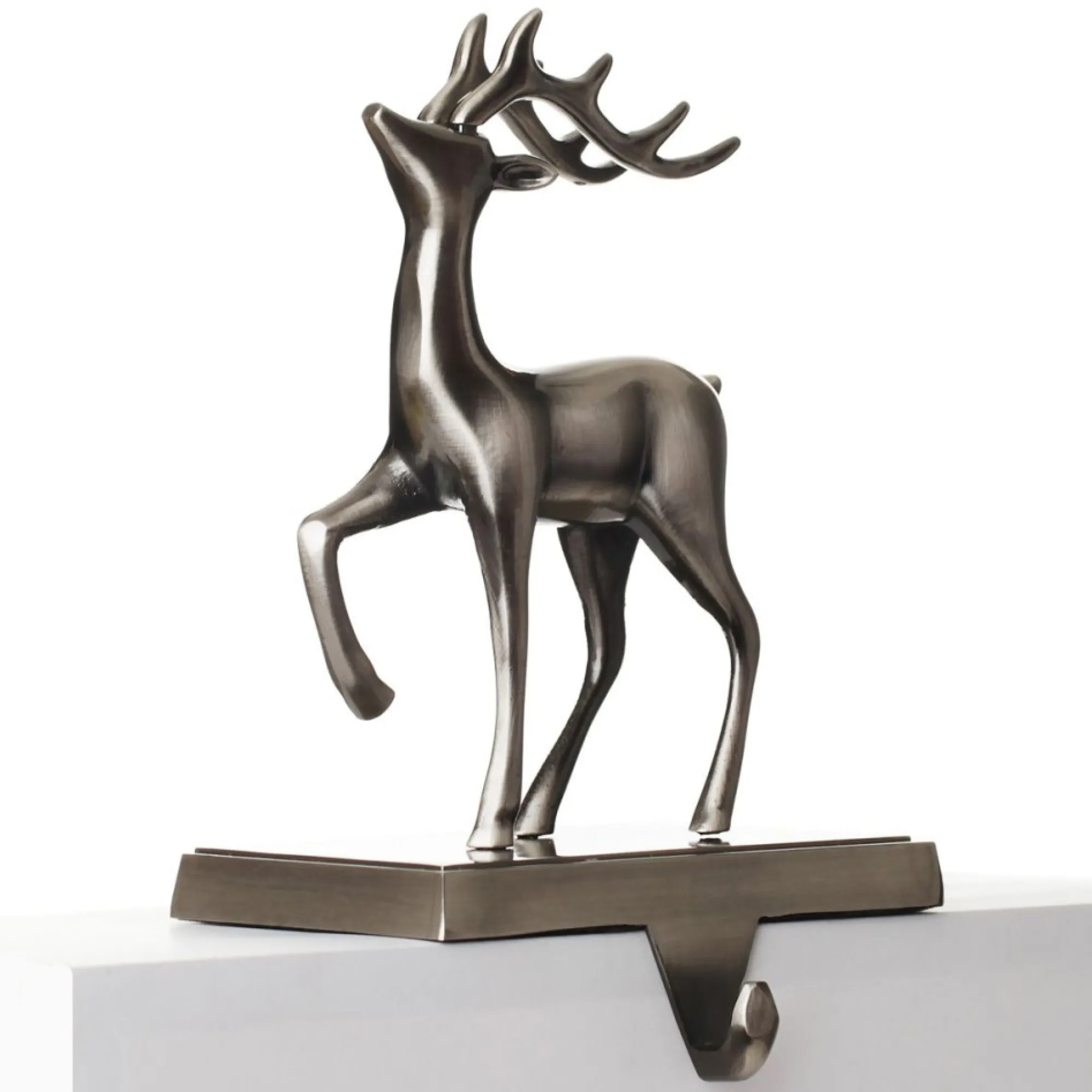 Antique Silver 3D Reindeer Christmas Stocking Hanger Outlet