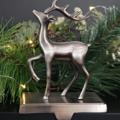 Antique Silver 3D Reindeer Christmas Stocking Hanger Outlet