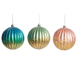 Assorted Ombre Pastel Ribbed Shatterproof Christmas Baubles - Set of 3 Shop
