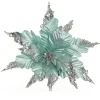 Baby Blue Sequin Poinsettia Flower Stem Fashion