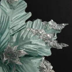 Baby Blue Sequin Poinsettia Flower Stem Fashion