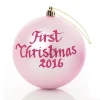 Baby Pink First Christmas Personalised Bauble New