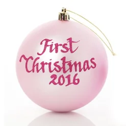 Baby Pink First Christmas Personalised Bauble New