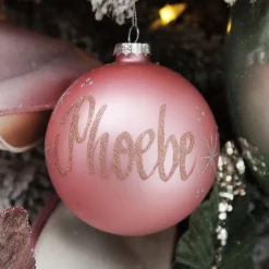 Baby Pink Glass Personalised Christmas Bauble Shop