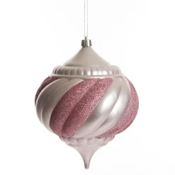 Baby Pink Glitter Swirl Christmas Onion Bauble Sale