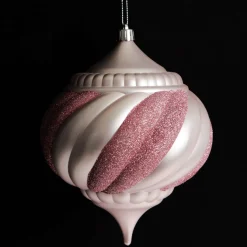 Baby Pink Glitter Swirl Christmas Onion Bauble Sale