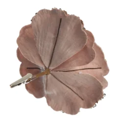 Baby Pink Velvet Magnolia Flower Clip with Jewel Centre and Sequin Tips Hot