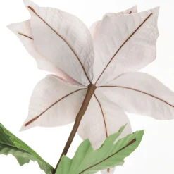 Baby Pink Velvet Poinsettia Flower Stem with Green Leaves Best