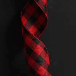 Black and Red Large Buffalo Check Wired Ribbon - 6.25cm Outlet