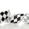 Black and White Diamond Check Wired Christmas Ribbon Hot
