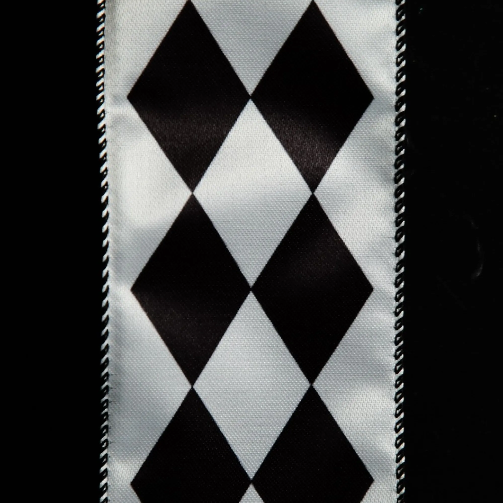 Black and White Diamond Check Wired Christmas Ribbon Hot