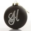 Black Bling Monogram Christmas Bauble Shop