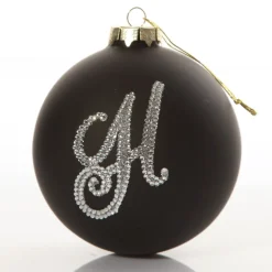 Black Bling Monogram Christmas Bauble Outlet