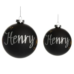 Black Glass Personalised Christmas Bauble Sale