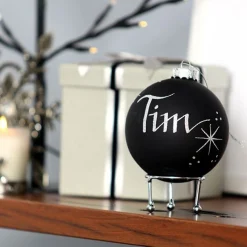 Black Glass Personalised Christmas Bauble Sale