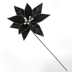 Black Poinsettia Flower Stem with Twine Trim Shop