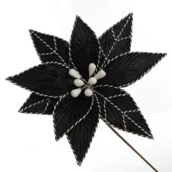 Black Poinsettia Flower Stem with Twine Trim Shop