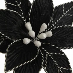 Black Poinsettia Flower Stem with Twine Trim Shop