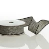 Black Woven Herringbone Wired Ribbon - 3.8cm Best