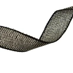 Black Woven Herringbone Wired Ribbon - 3.8cm Best