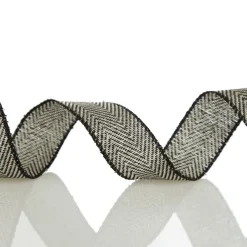 Black Woven Herringbone Wired Ribbon - 3.8cm Best