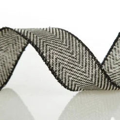 Black Woven Herringbone Wired Ribbon - 3.8cm Best