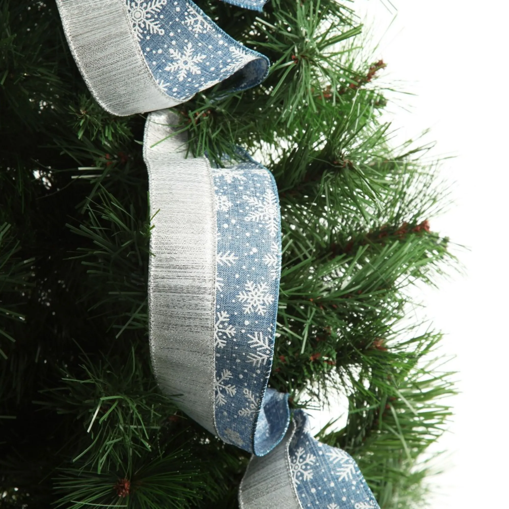 Blue and Silver Snowflake Deluxe Tree Topper Bow with Streamers Sale