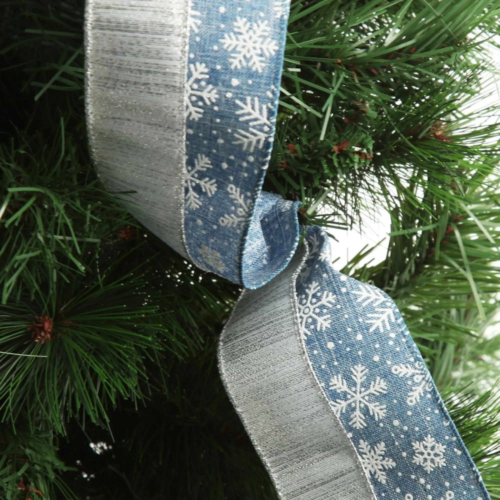 Blue and Silver Snowflake Deluxe Tree Topper Bow with Streamers Sale