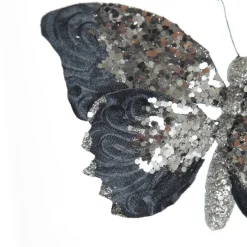 Blue Butterfly Clip with Silver Sequins Fashion