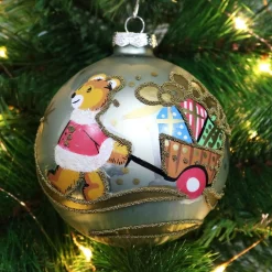 Blue Christmas Bear with Cart Bauble Flash Sale