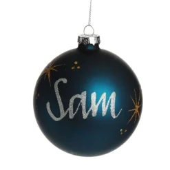 Blue Glass Personalised Christmas Bauble Discount