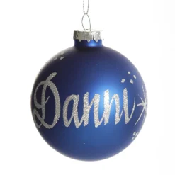 Blue Glass Personalised Christmas Bauble Discount