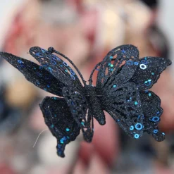 Blue Glitter and Sequin Butterfly Clip New