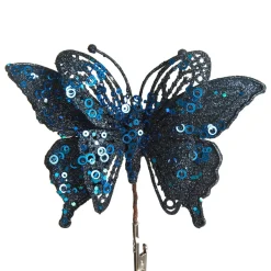 Blue Glitter and Sequin Butterfly Clip New