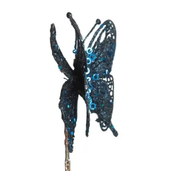 Blue Glitter and Sequin Butterfly Clip New
