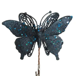 Blue Glitter and Sequin Butterfly Clip New