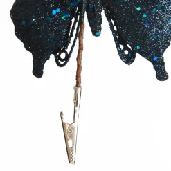 Blue Glitter and Sequin Butterfly Clip New