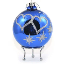 Blue Love Hearts Christmas Bauble Online