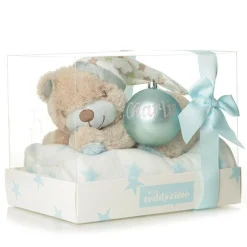 Blue Teddy with Blanket and Bauble Gift Pack Fashion