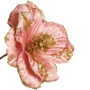 Blush Velvet Magnolia Flower with Gold Sequin Tips Hot